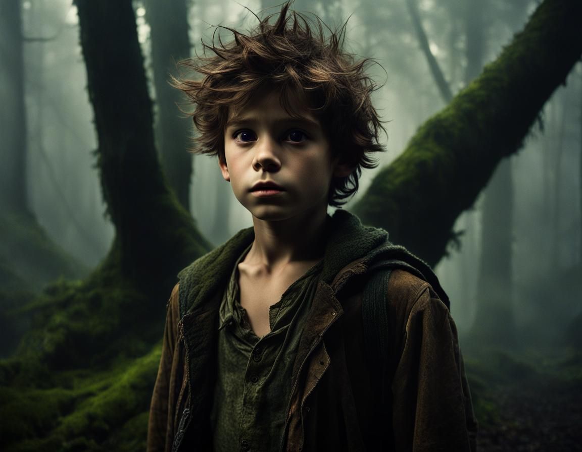 Dark Peter Pan in Misty Forest Photo