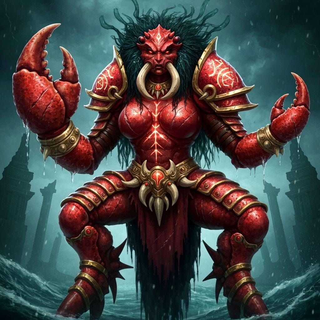 Crustacean Priestess: Hyperrealistic Fantasy Portrait