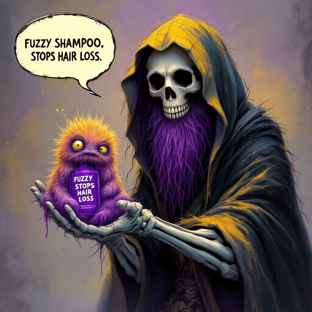 Death Rides Fuzzy Shampoo Horse in Vivid Colors