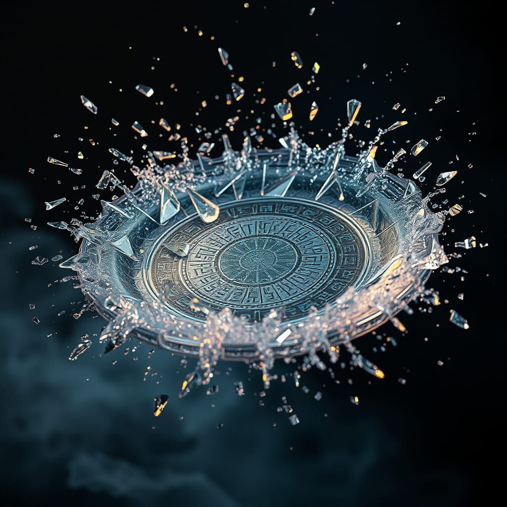 Mystical Glass Plate Shattering in a Dark Realm