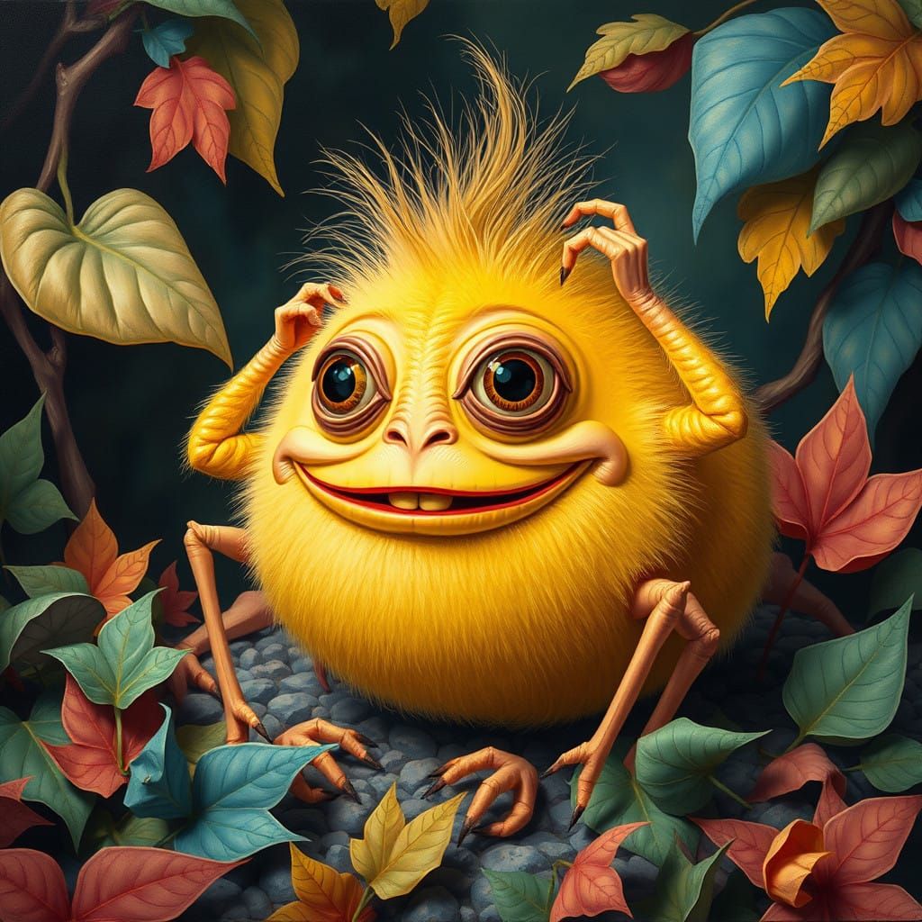 Surrealist Creature Contemplates Surreal Dreamscape in Vibra...