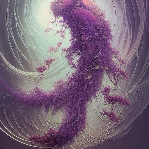 Intricate Glassy Liquid Wisteria Art