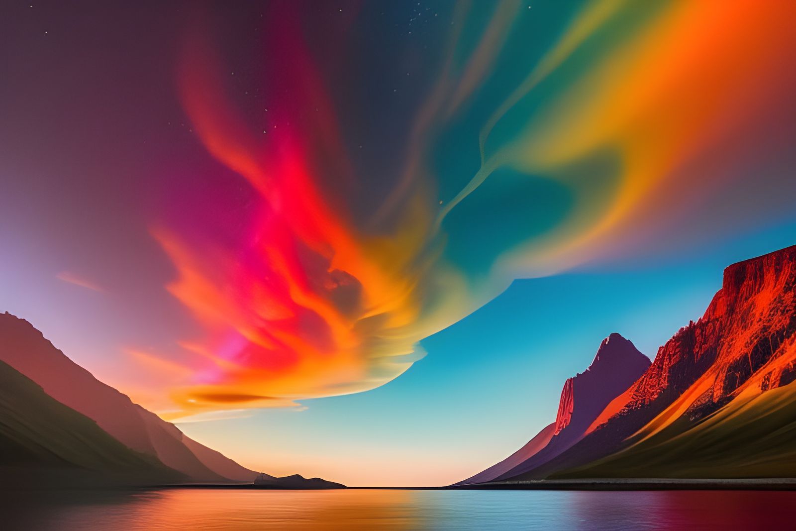 Fiery Sci-Fi Landscape in Vivid Colors