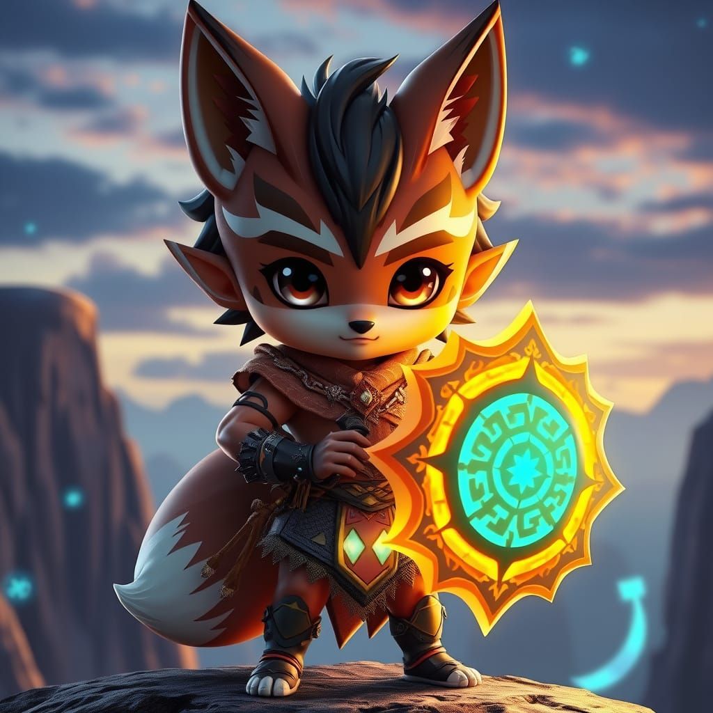 Fox-Human Warrior Vinyl Figure in Anime Style