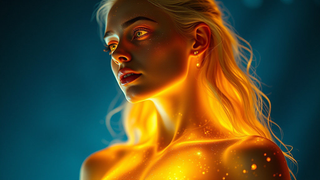 Golden Goddess Radiates Cosmic Aura