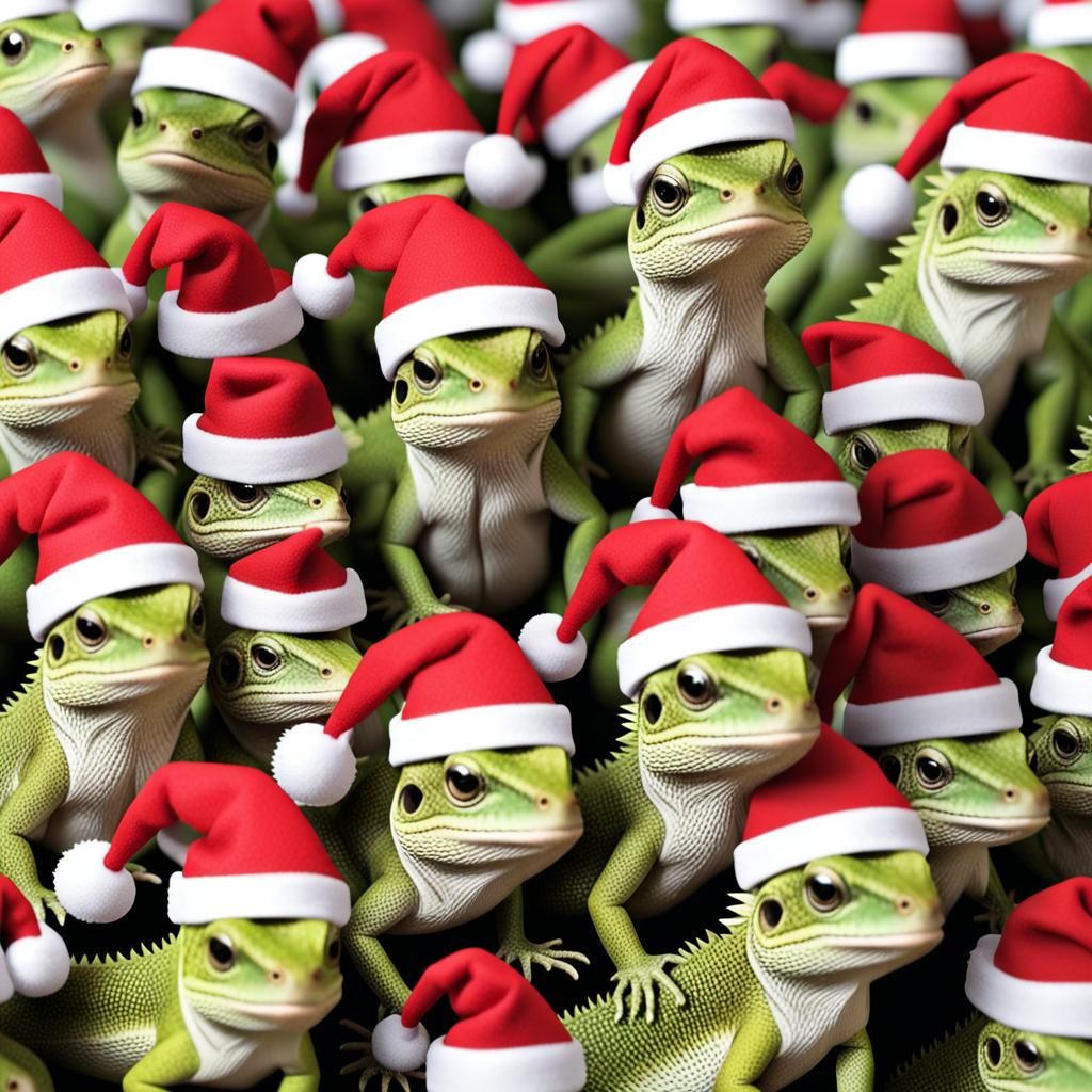Festive Lizards: 100 Santa Hats