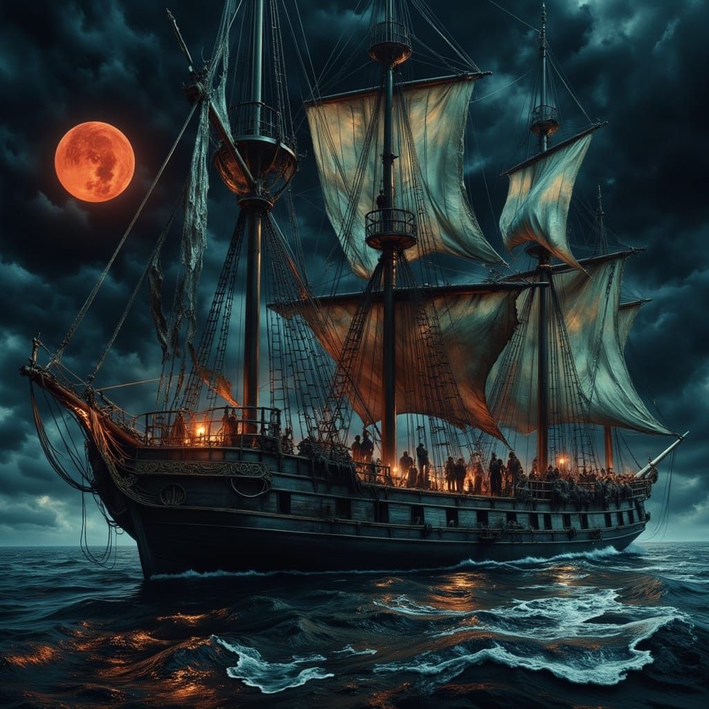 Victorian Vessel of Lost Souls in Surrealist Horror Style