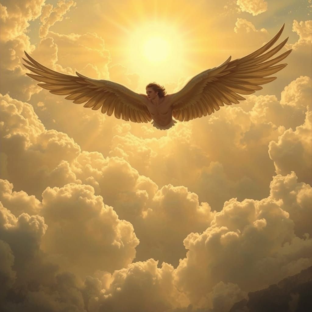 Icarus Soaring to the Sun in Romantic Style