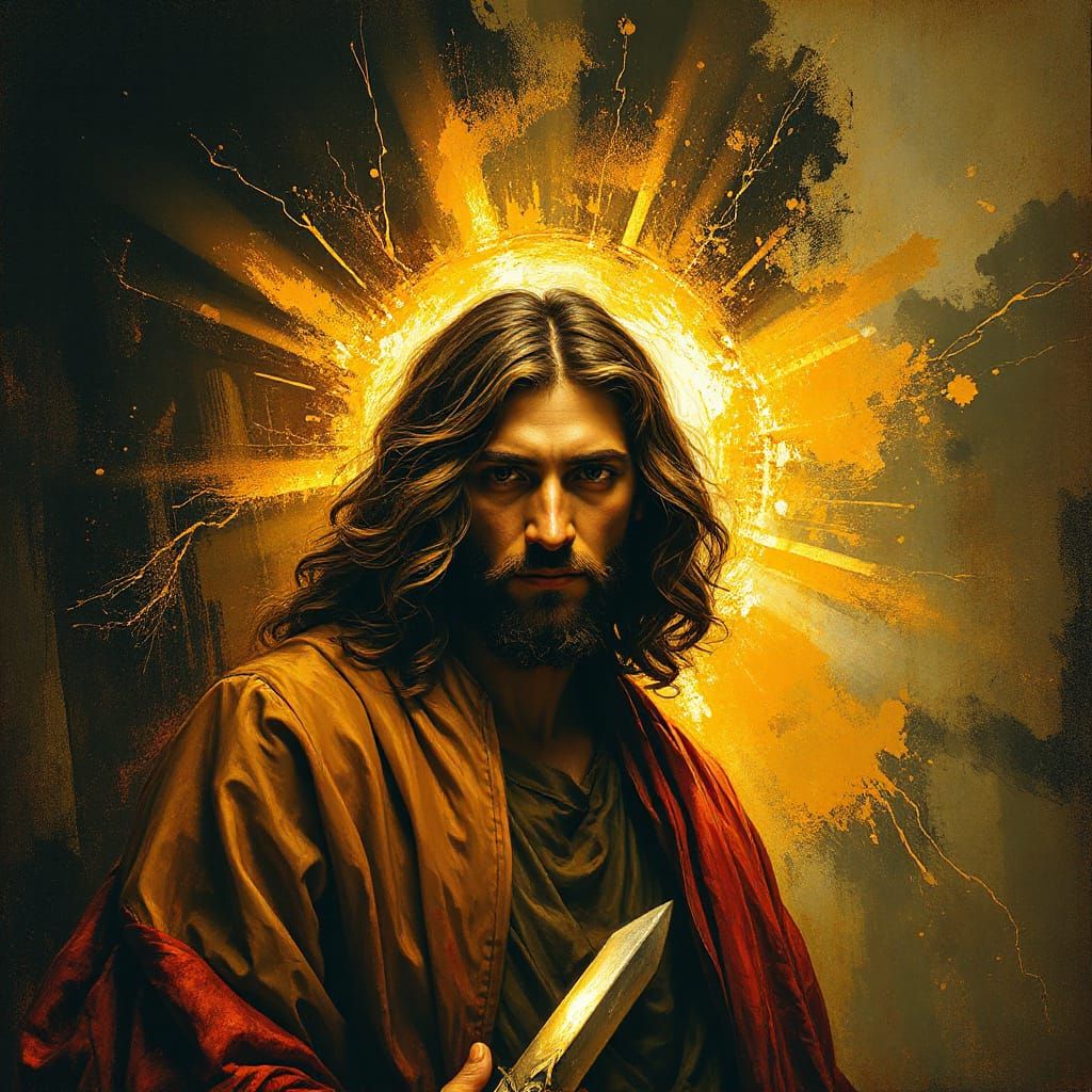 Jesus in Steampunk Ink Painting Style