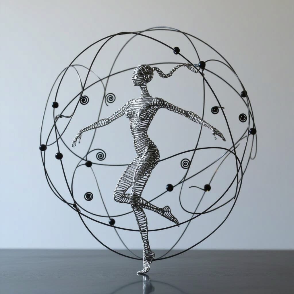 Kinetic Wire Art: Dancing Figure in Motion