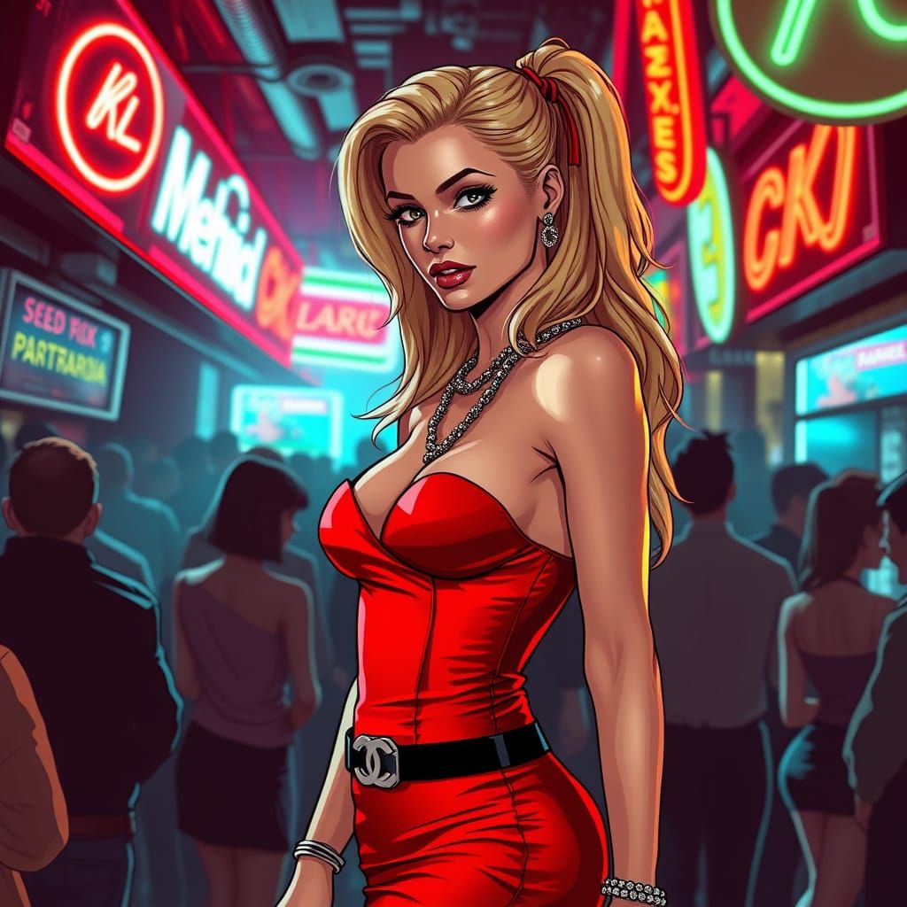 Paris Hilton in Nightclub, Marvel Comic Style