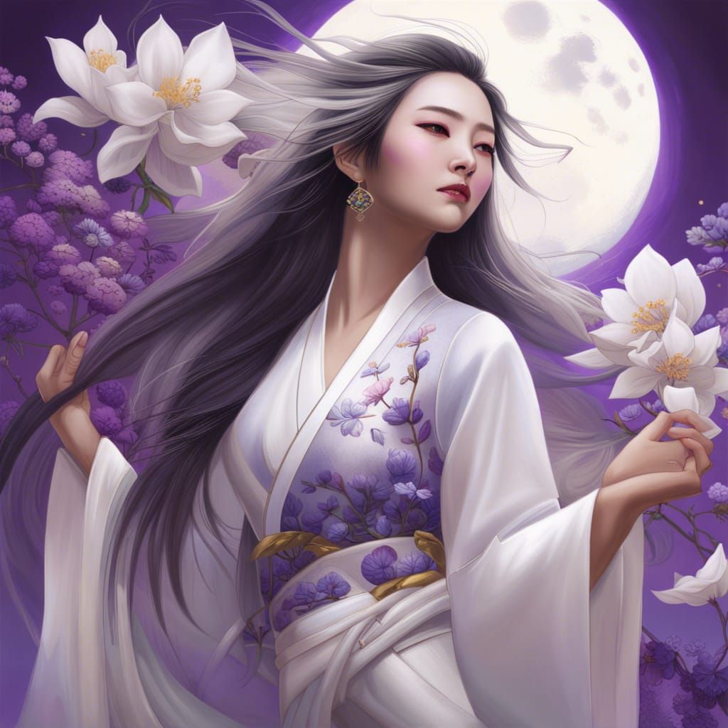 Chinese Woman with Golden Eyes in Splash Art