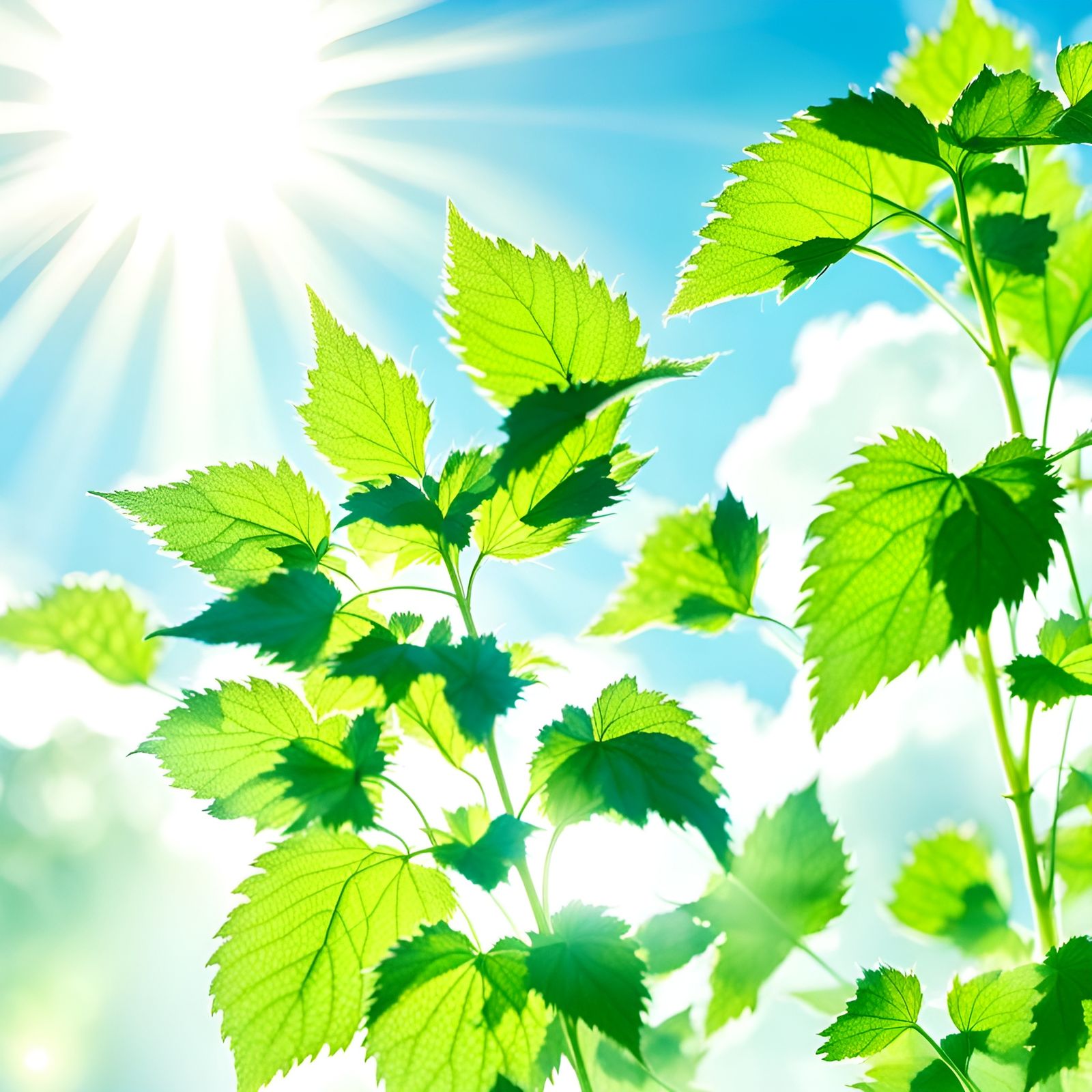 Nettle Pattern on White with Soft Lighting