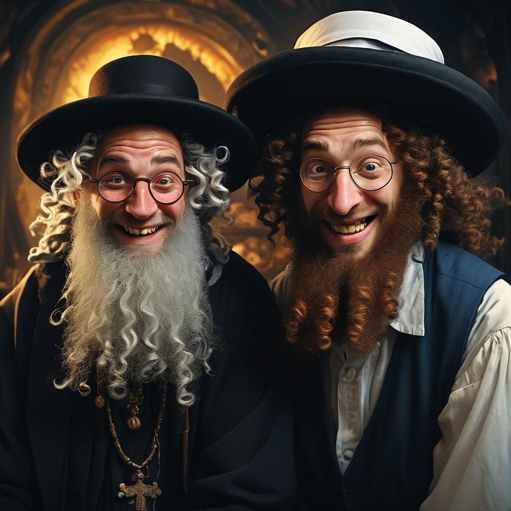 Cartoon of Two Jewish Men in Contrasting Emotions