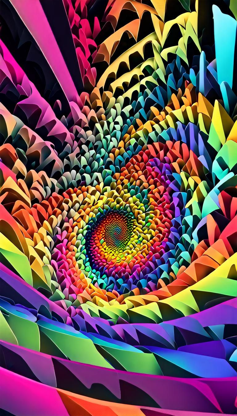 Rainbow Neon Fractal Vortex in 3D