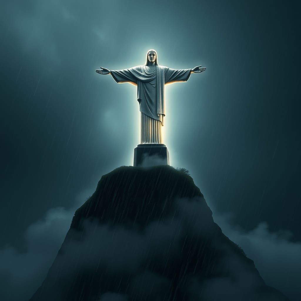 Christ the Redeemer in Torrential Rain, Radiant Light