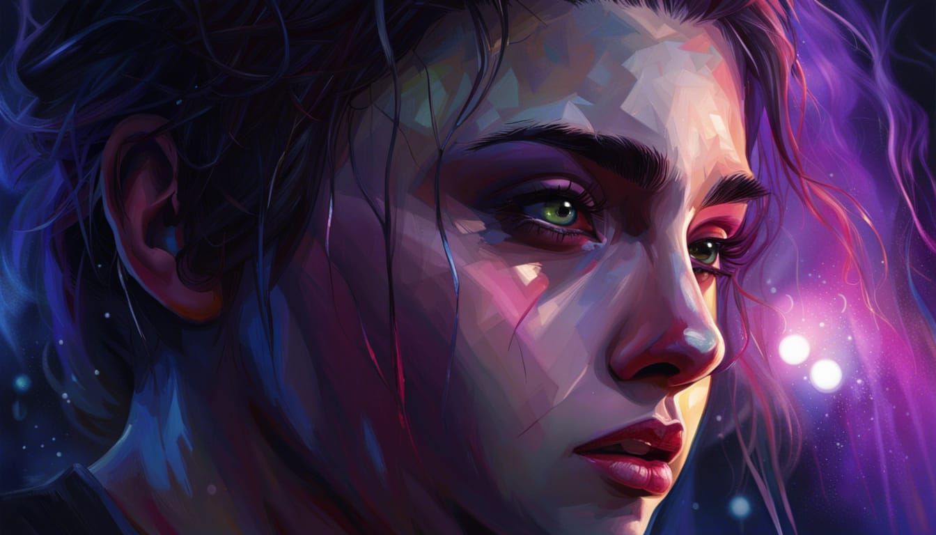 Dramatic Twilight Portrait in Splash Art Style