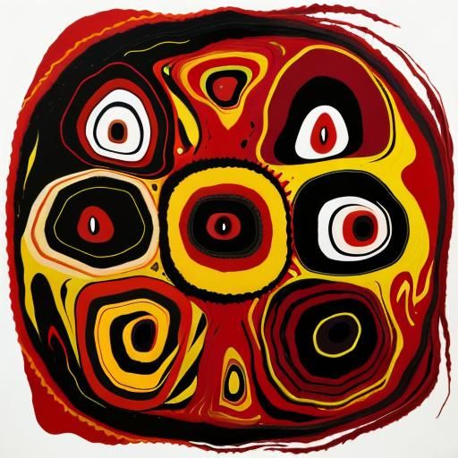 Red Surrealist Oil Painting of Pareidolia Faces