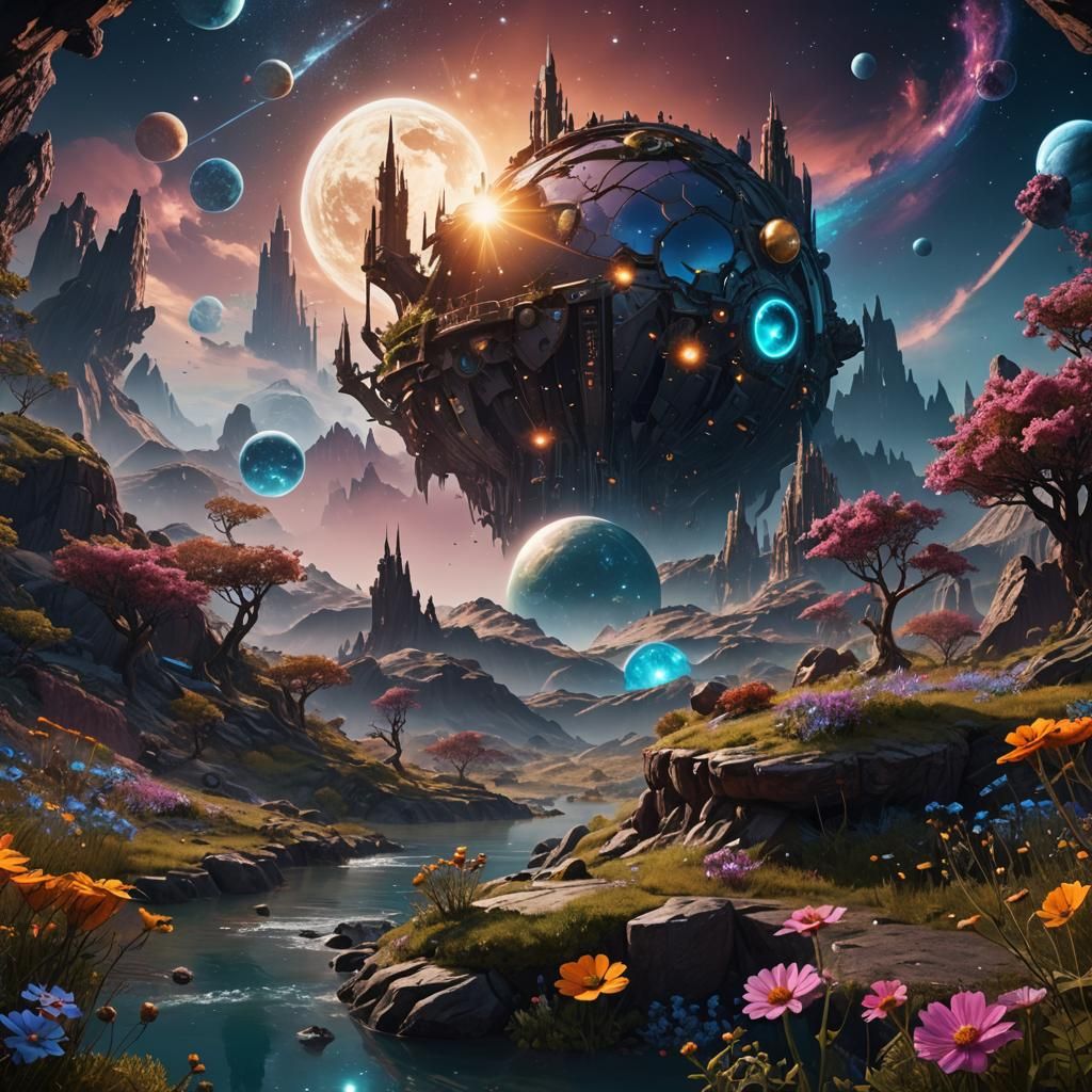 Detailed Cosmos Matte Painting in Deep Color