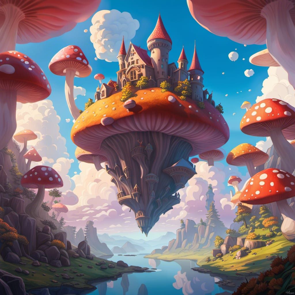 Floating Mushroom Castle in the Sky