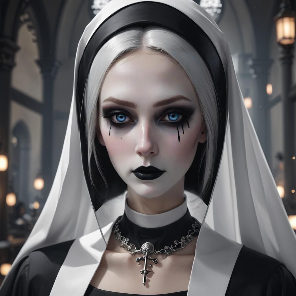 beautiful goth Nun
