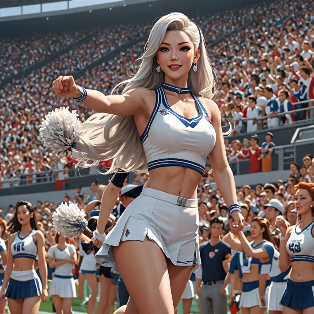 1950s Anime Cheerleader in 3D
