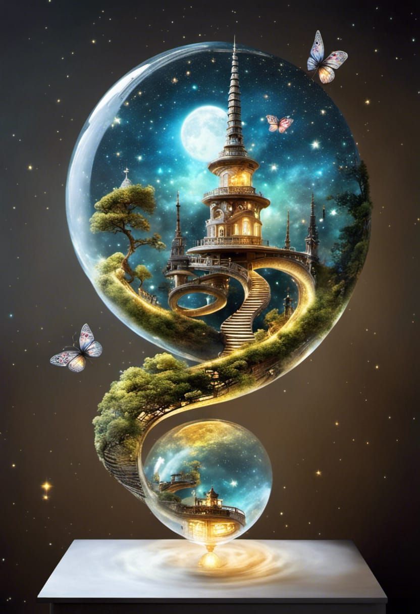 Surreal Star Portal with Woman Silhouette