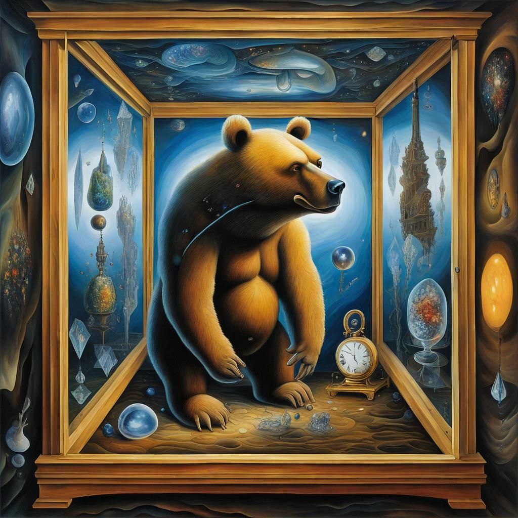 Surreal Crystal Bear Lost in Time
