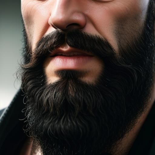 Close-Up Photograph of a Man's Black Beard