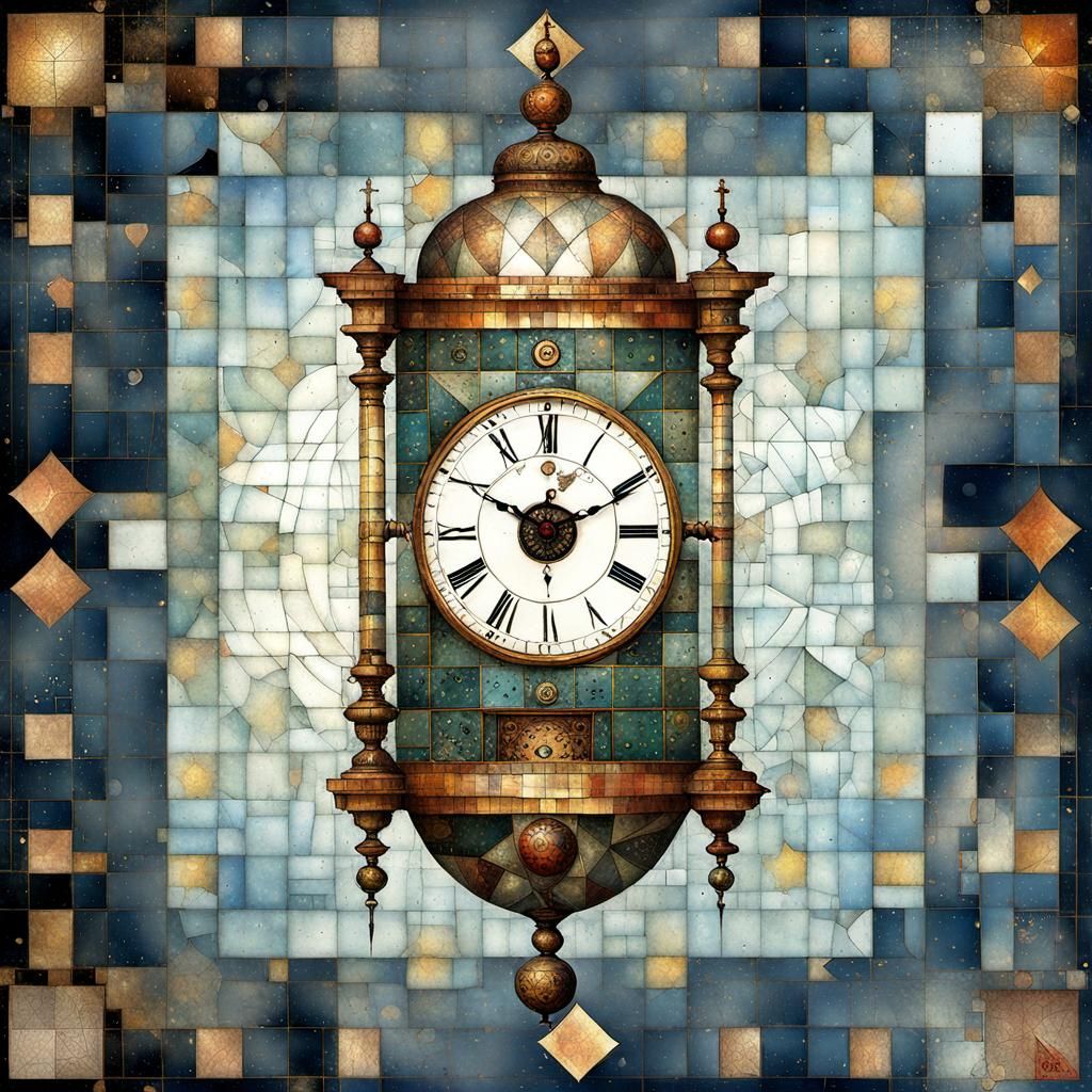 Victorian Hourglass in Mosaic Fractal Art Style