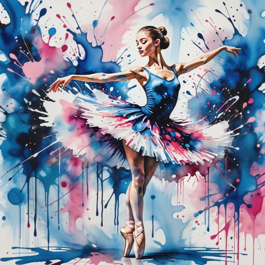 Ballerina in Ink Splatter Art