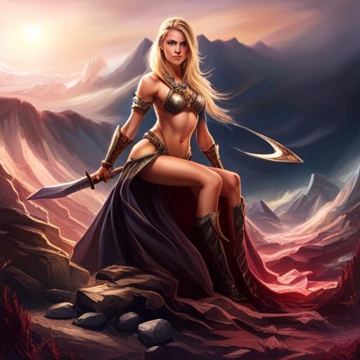 Fantasy Warrior Woman Portrait in Hyperrealistic Style