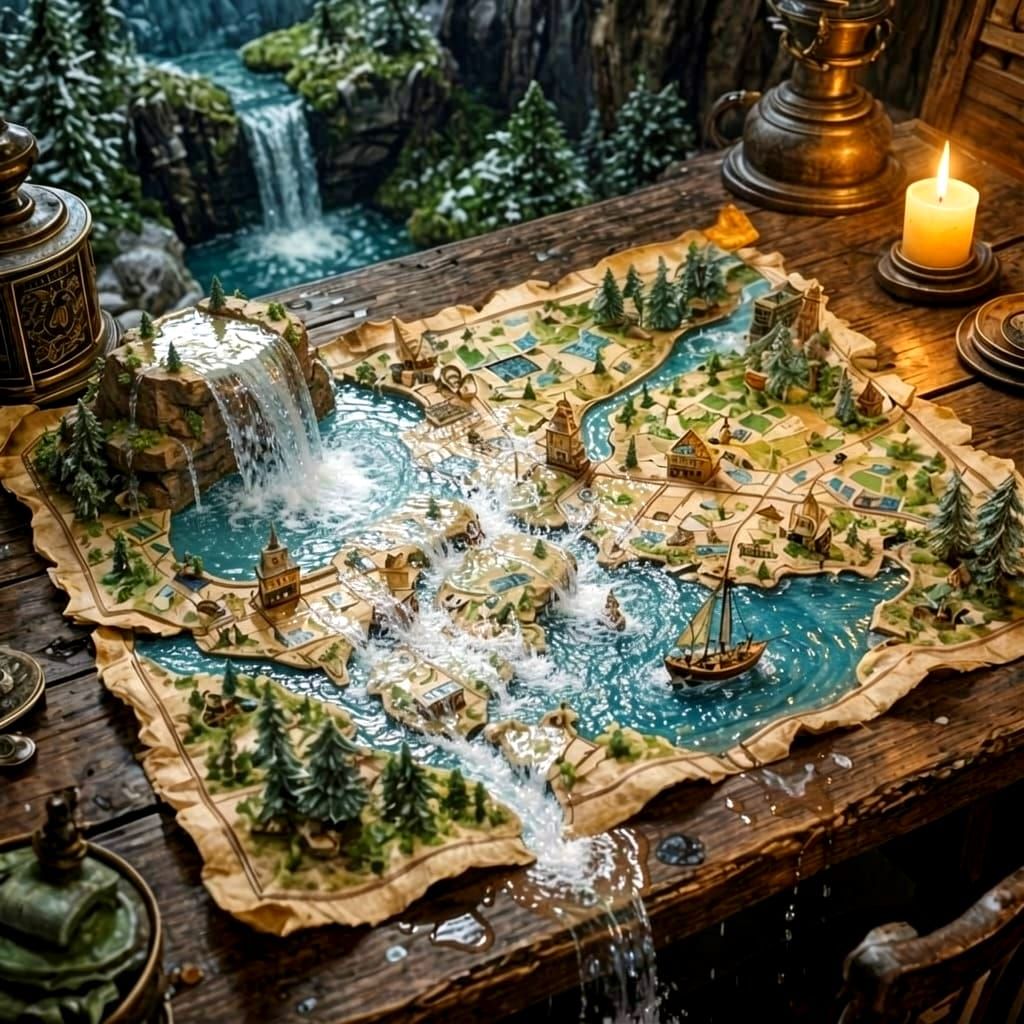 Alchemist's Map Becomes Waterfalls and Sailing Ships