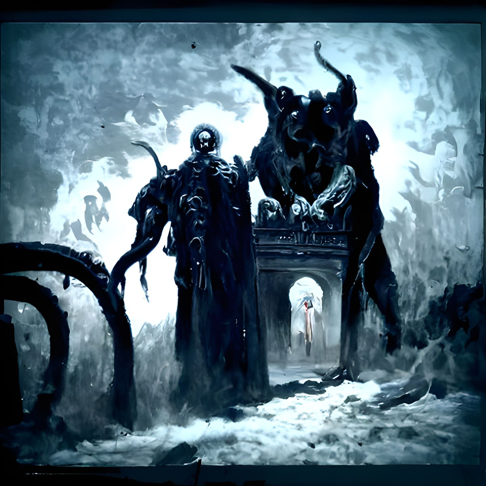 Gates of Hell with Satan, Horror Art