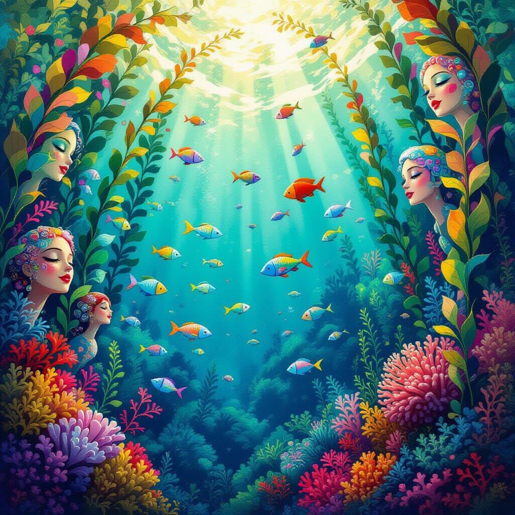 Vibrant Underwater Forest with Singing Coral