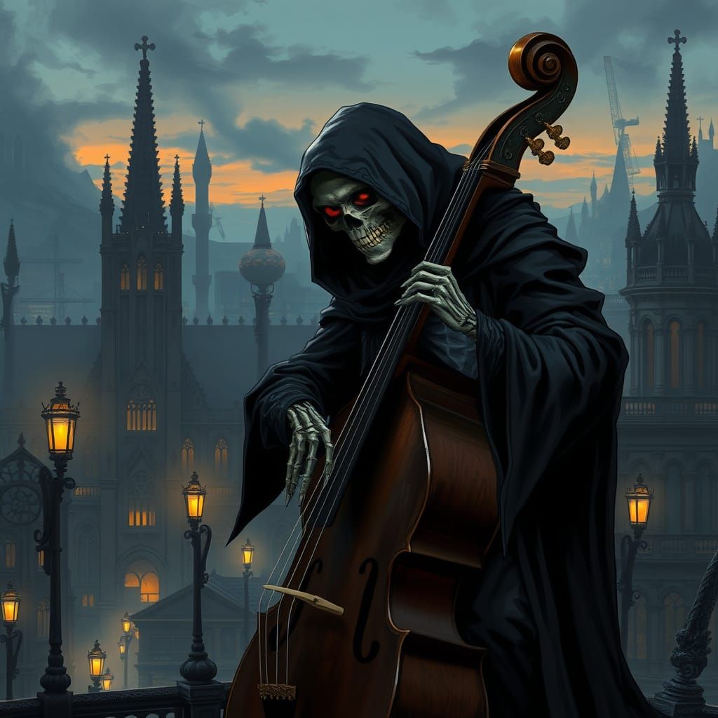 Grim Reaper's Gothic Serenade: A Dark Fantasy Art