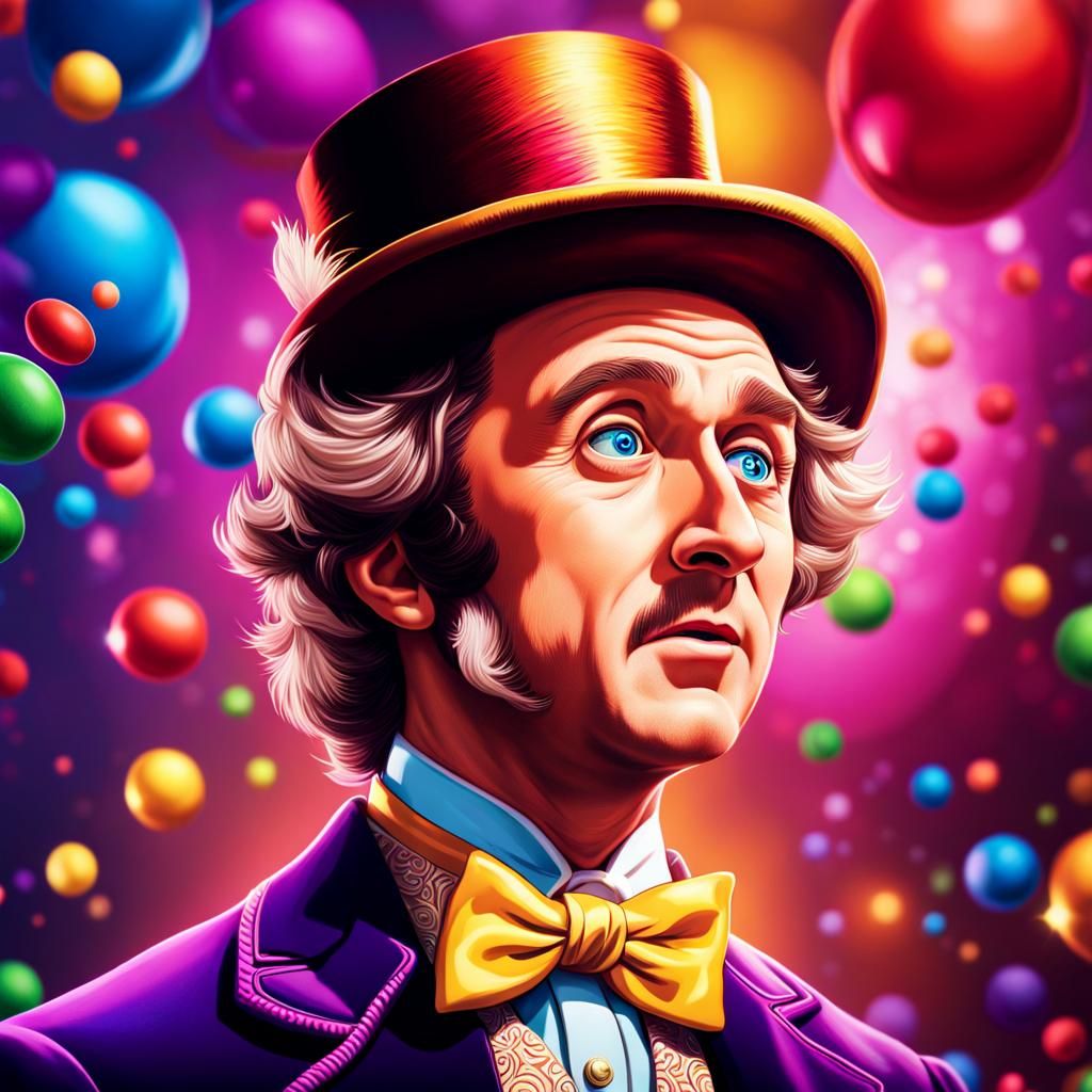Willy Wonka's Affectionate Gaze in Candy Factory