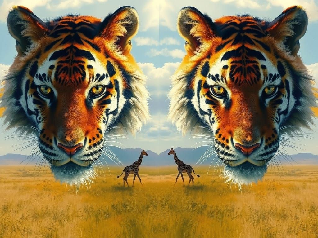 Tiger's Majestic Fade into the Serengeti Landscape