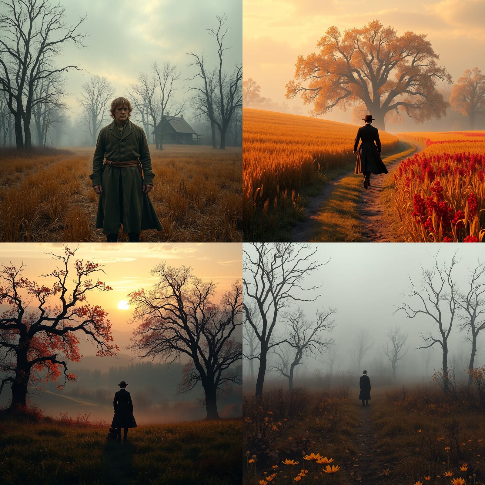 Autumn Field Scene in Detailed Matte Painting Style