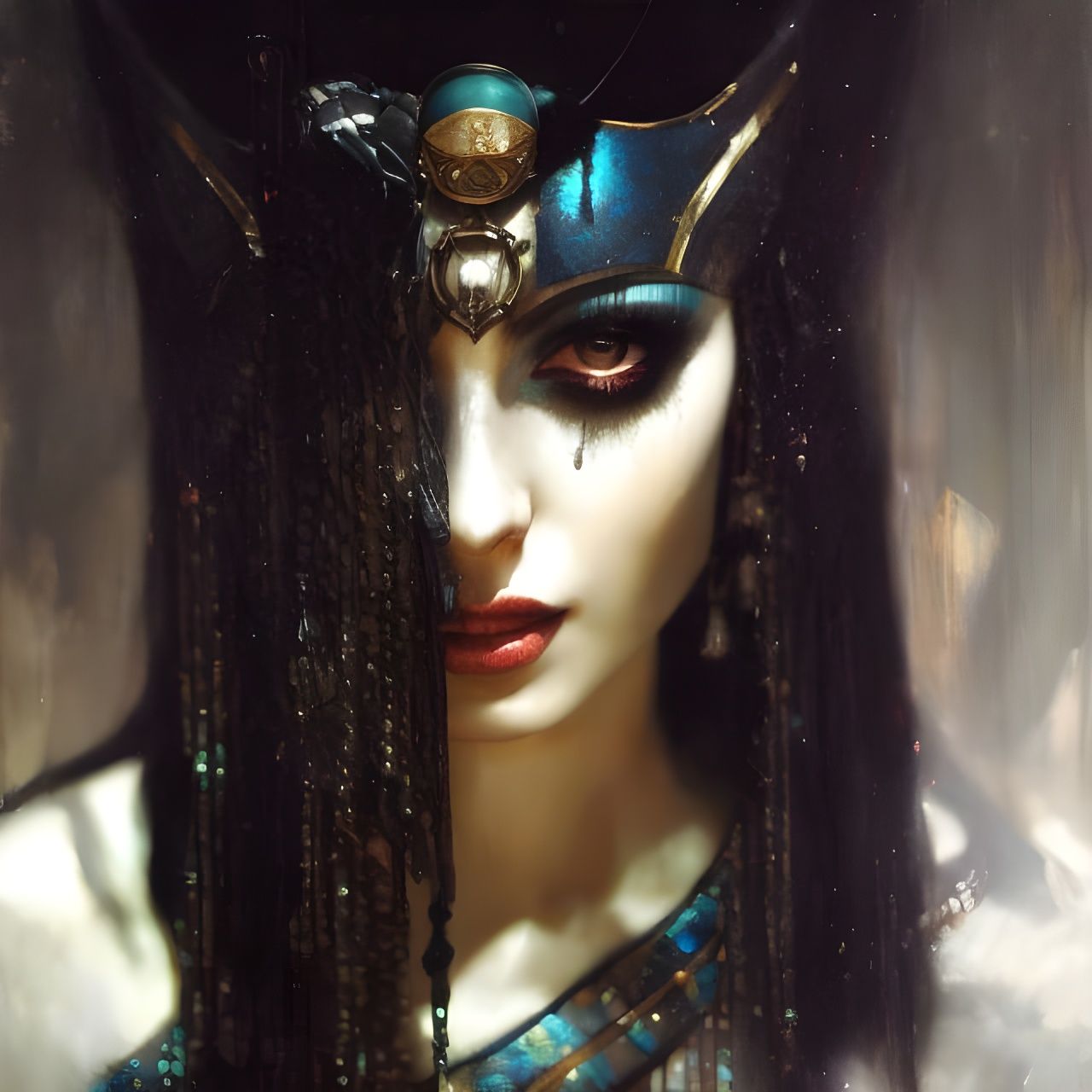 Egyptian Goddess Ma'at in Photorealistic Matte Painting Styl...