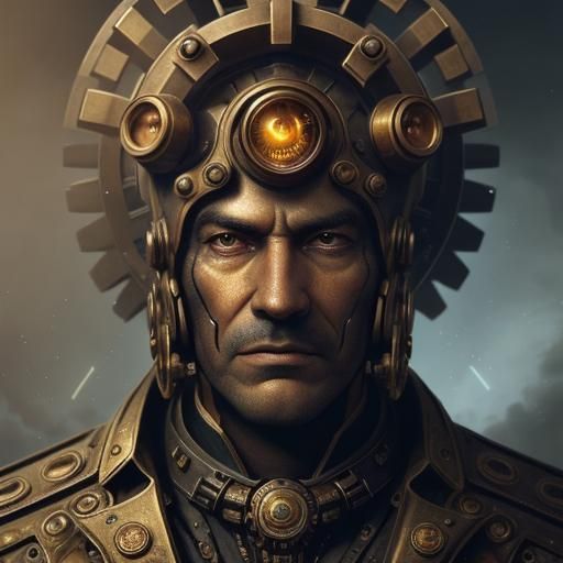 Time Traveler Portrait in Steampunk Sci-Fi Style