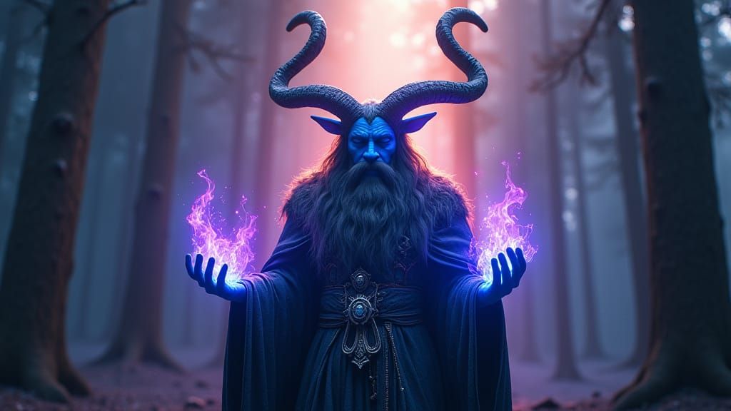 Horned God of the Wild in Dark Fantasy Style