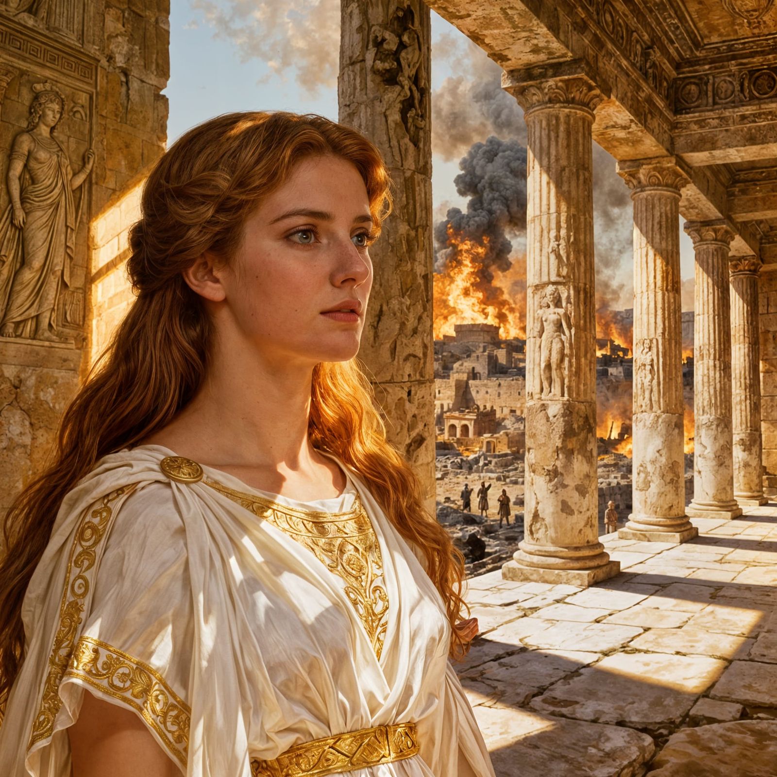Helen of Troy in a Burning Trojan Palace