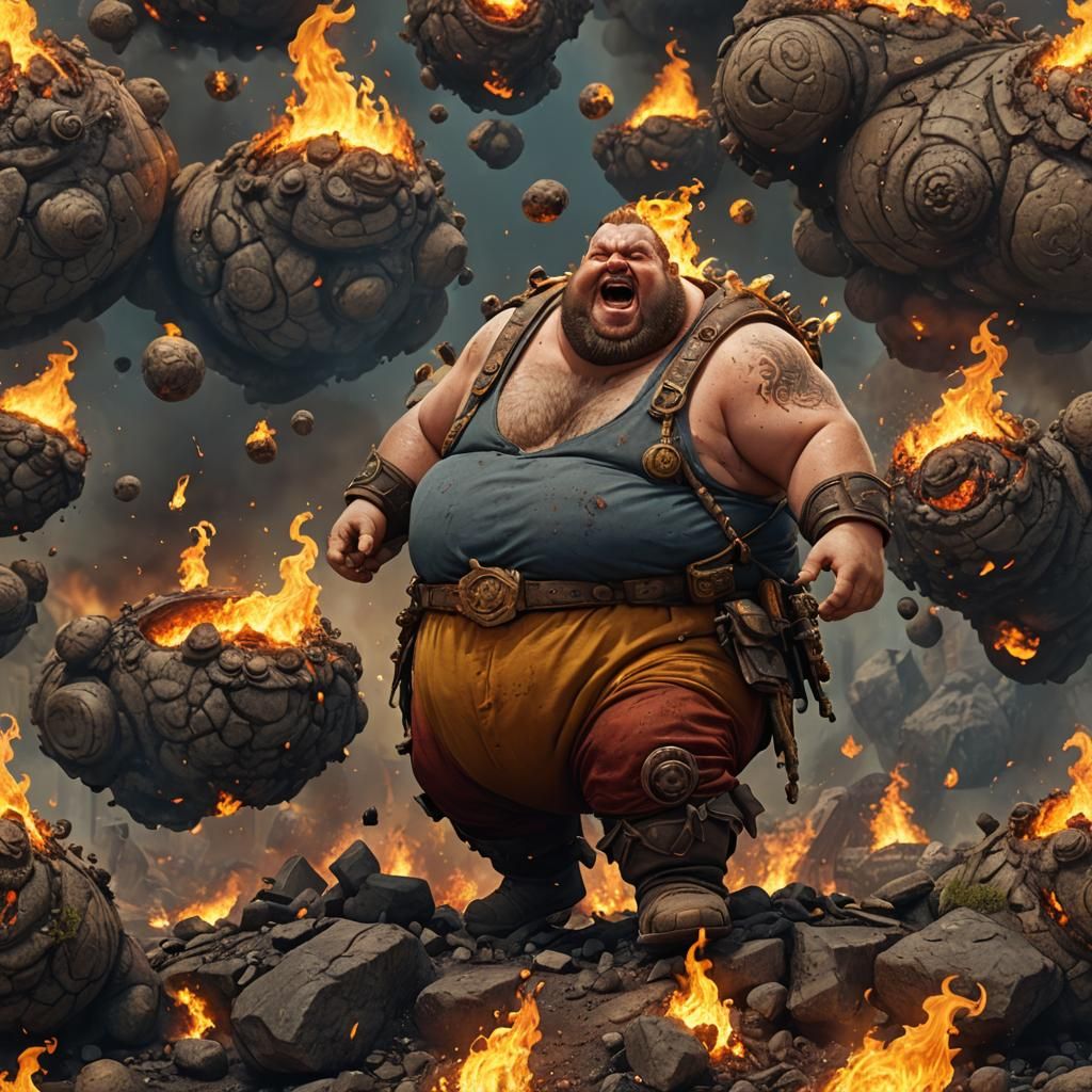 Man Farts Fire: Detailed Fantasy Concept Art
