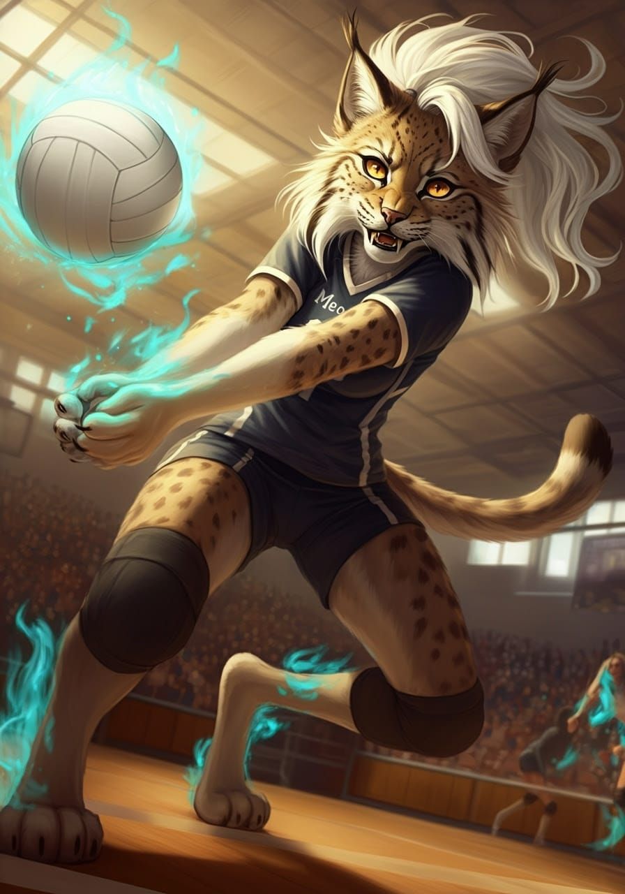 Surreal Dark Fantasy Volleyball Goddess Radiates Magic