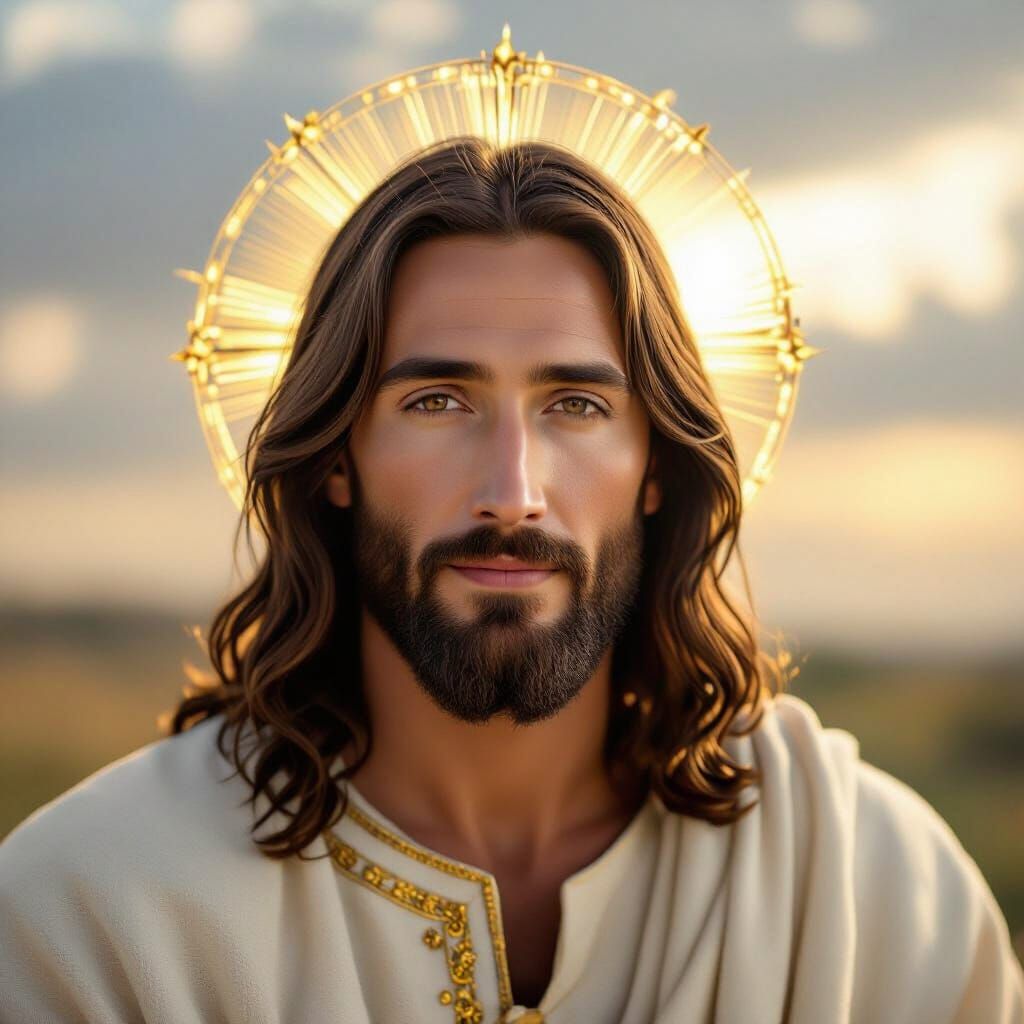 Cinematic Portrait of Jesus Christ in Golden Light
