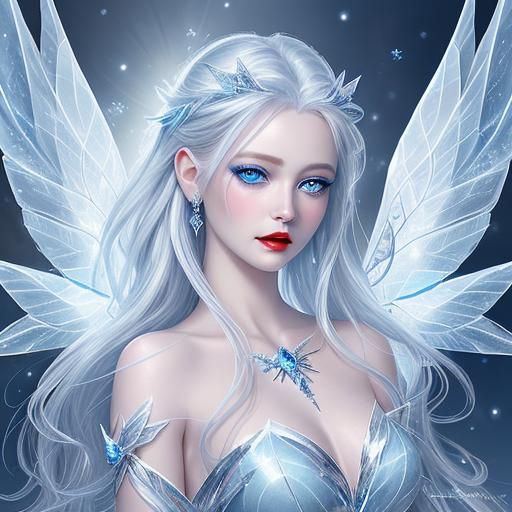 Icy Fairy with Silver Hair Digital Art