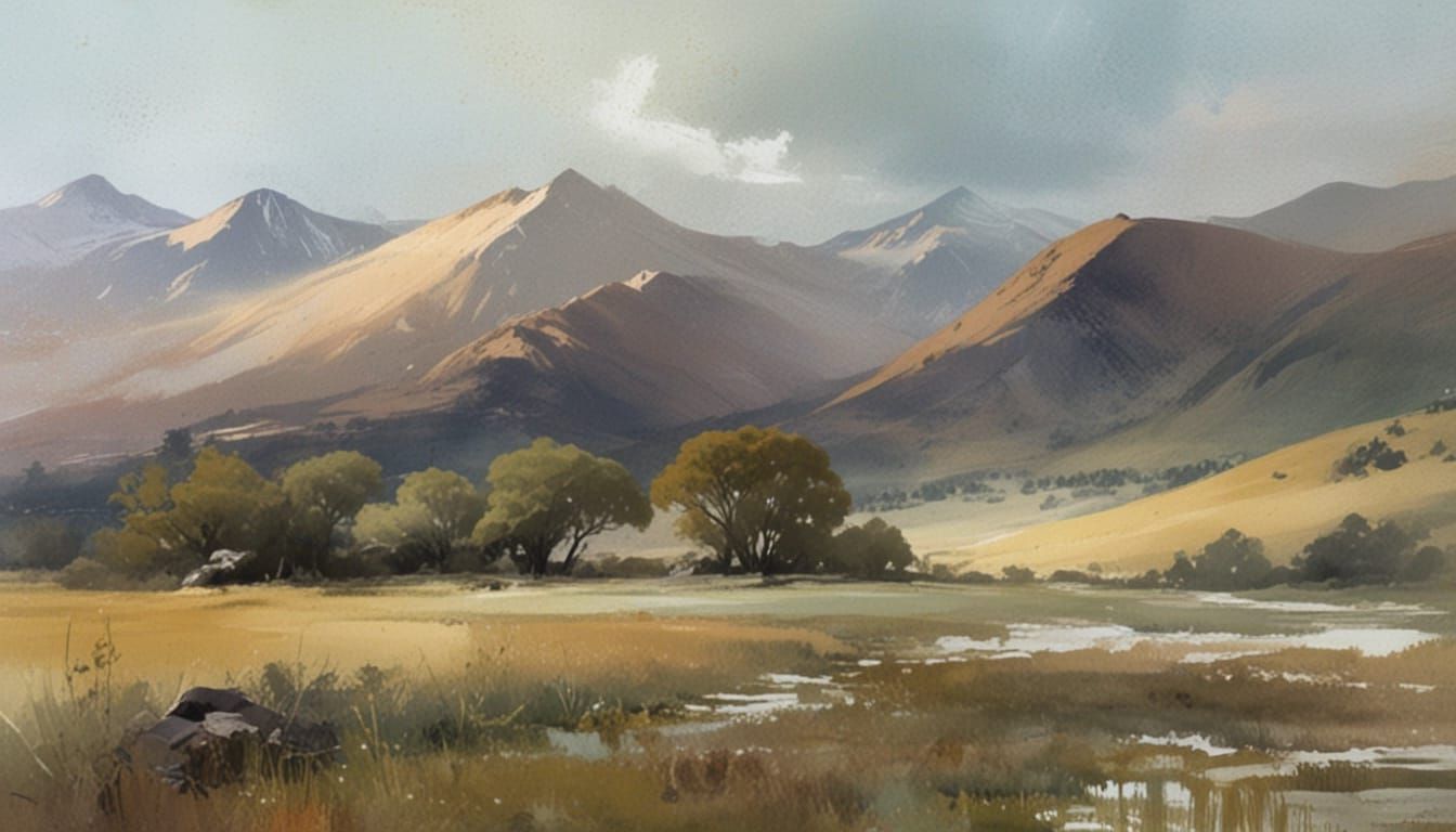 Abstract Expressionist Landscape in Soft Earth Tones