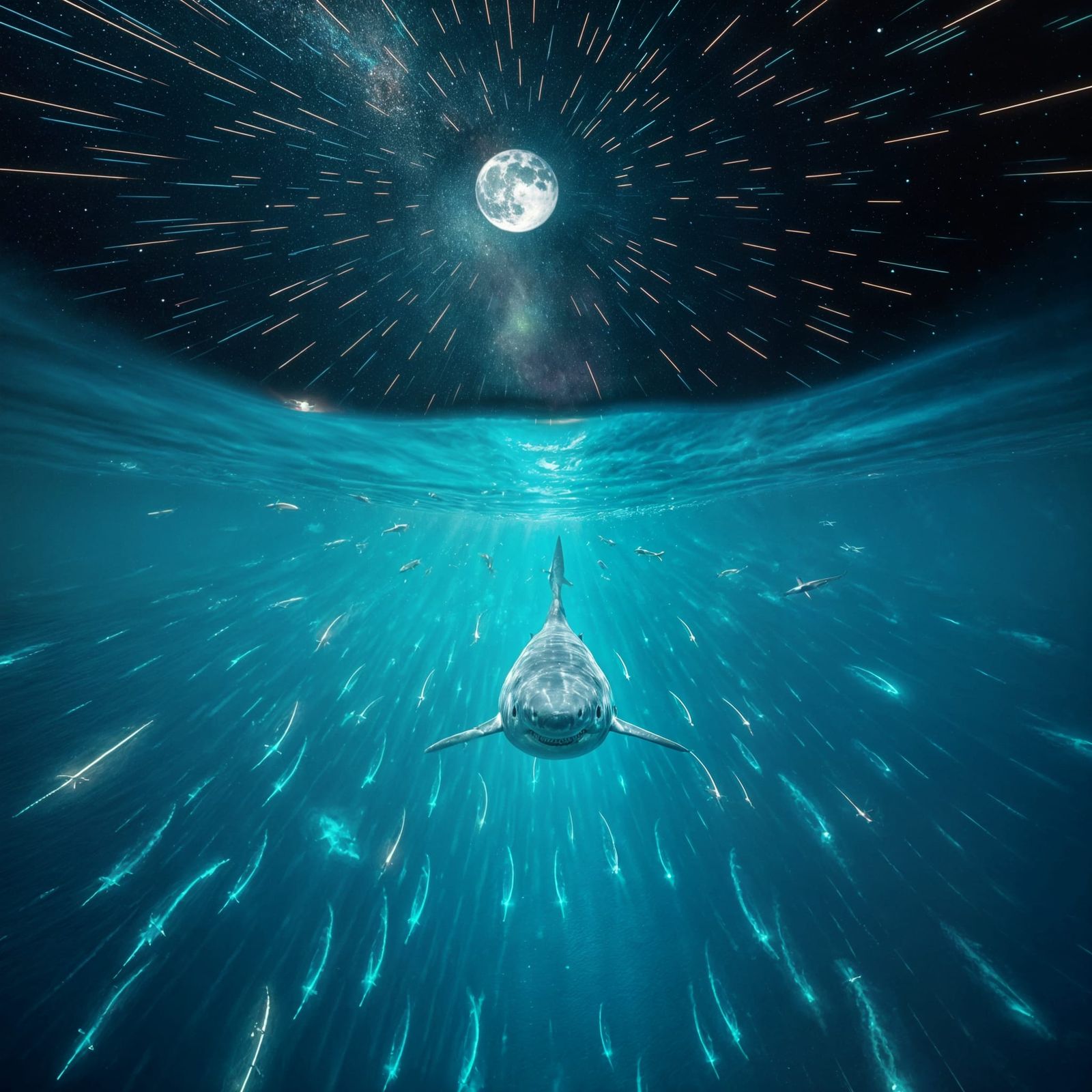 Underwater Shark Time-Lapse with Meteor Shower