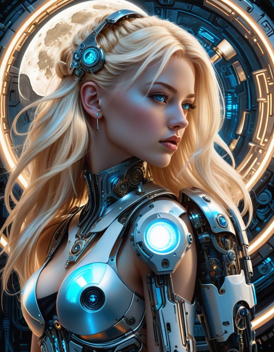 Cyberpunk Woman's Surreal Transformation